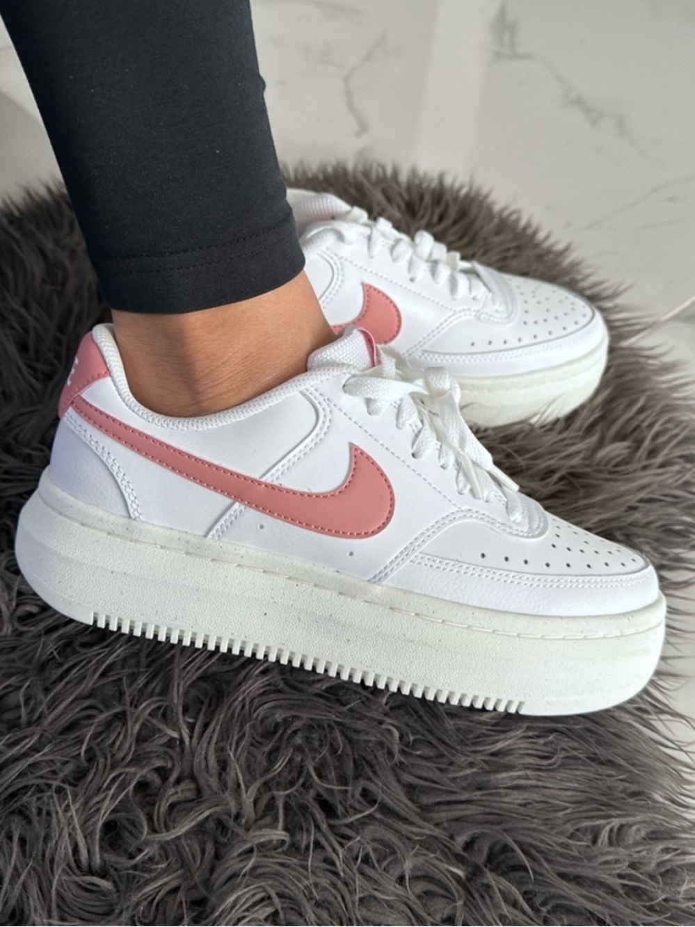 Nike Court Vision Alta platform chunky sneakers in the White Red Stardust SZ 10